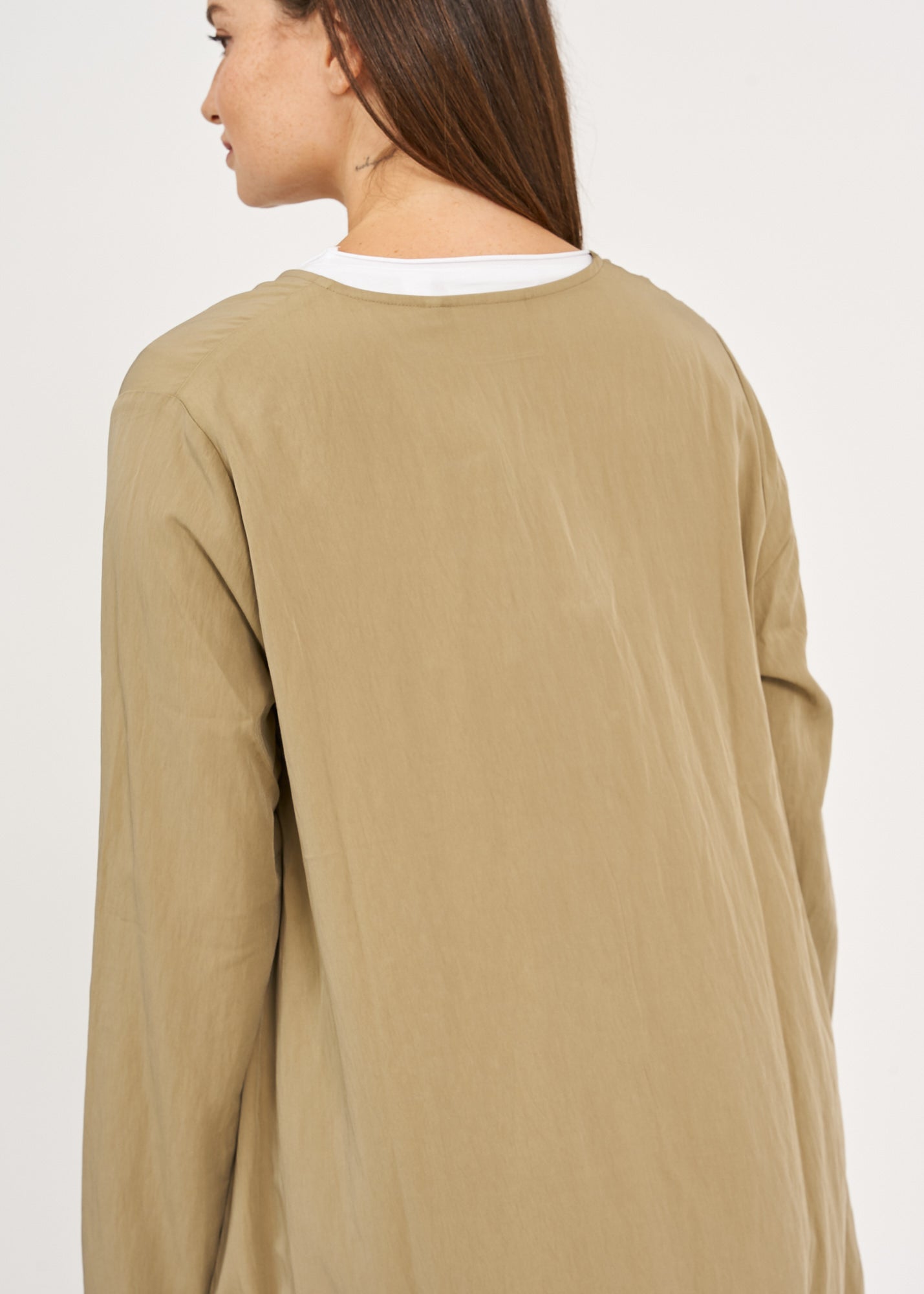 Brown long sleeve top with two zippers