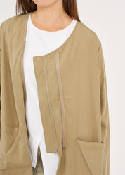 Brown long sleeve top with two zippers