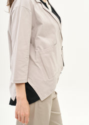 Light gray diagonal zipper 3/4 sleeve top