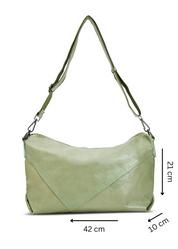 Green triangle cut medium leather side bag