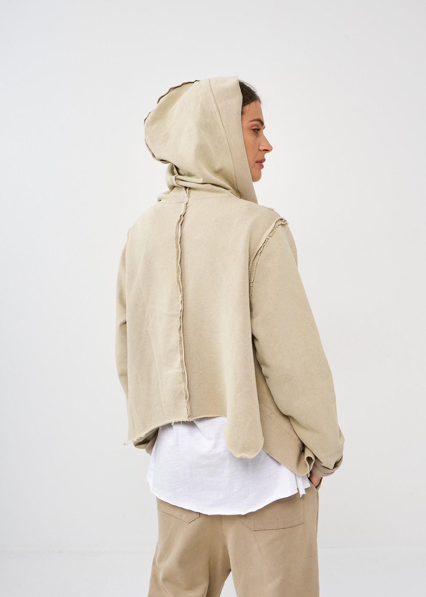 Open wash top, combination of rib and brown wash hat