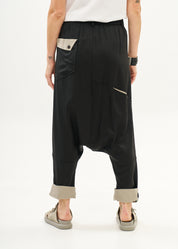 Pants with a color-block cuff in black