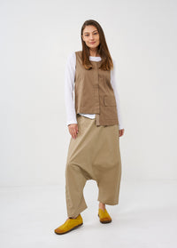 Brown diagonal pocket skirt pants - 02