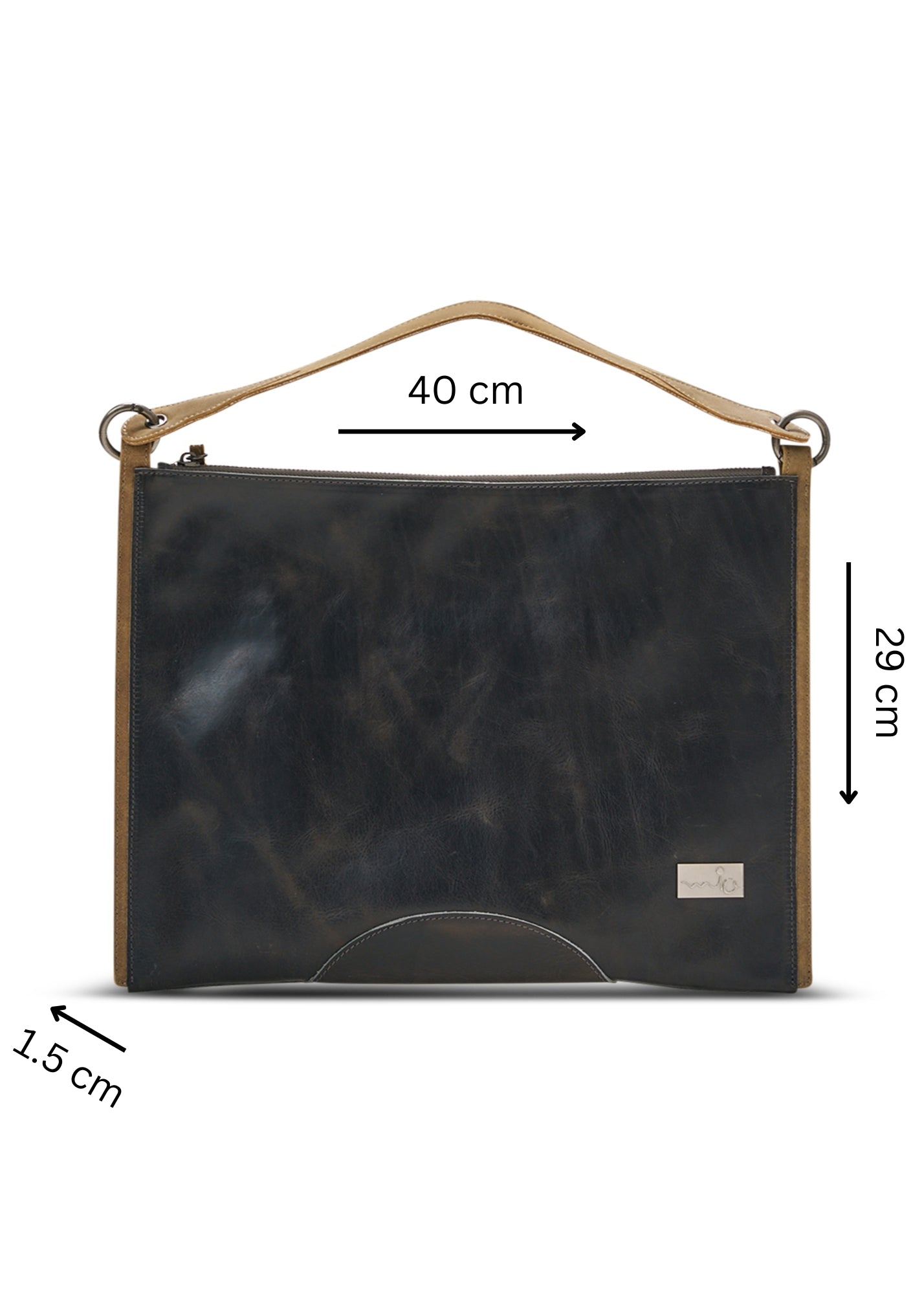 Color combination leather side bag and dark brown wallet