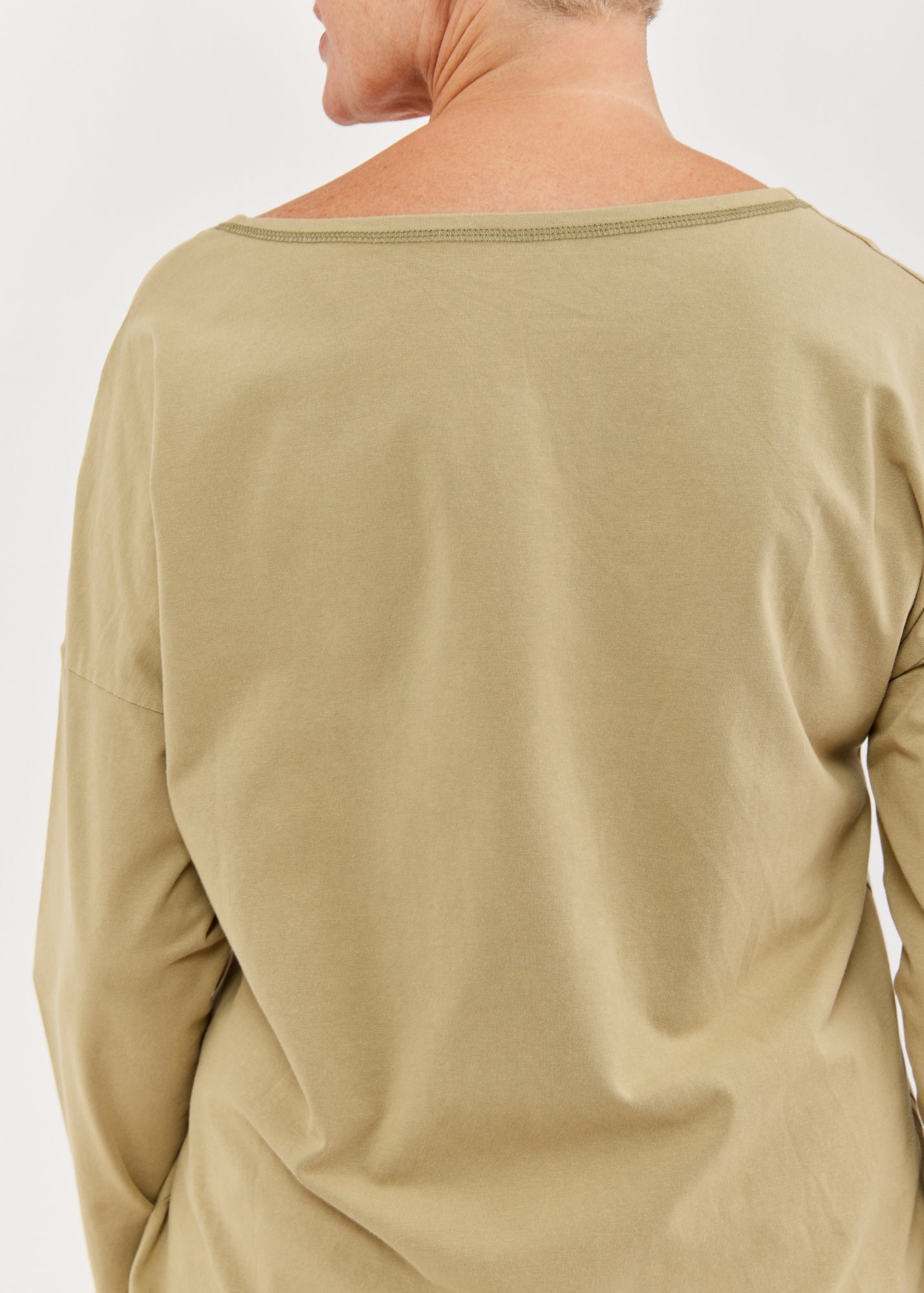 Wash green diagonal button long sleeve shirt