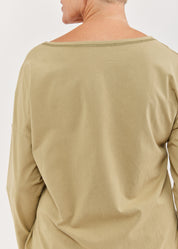 Wash green diagonal button long sleeve shirt