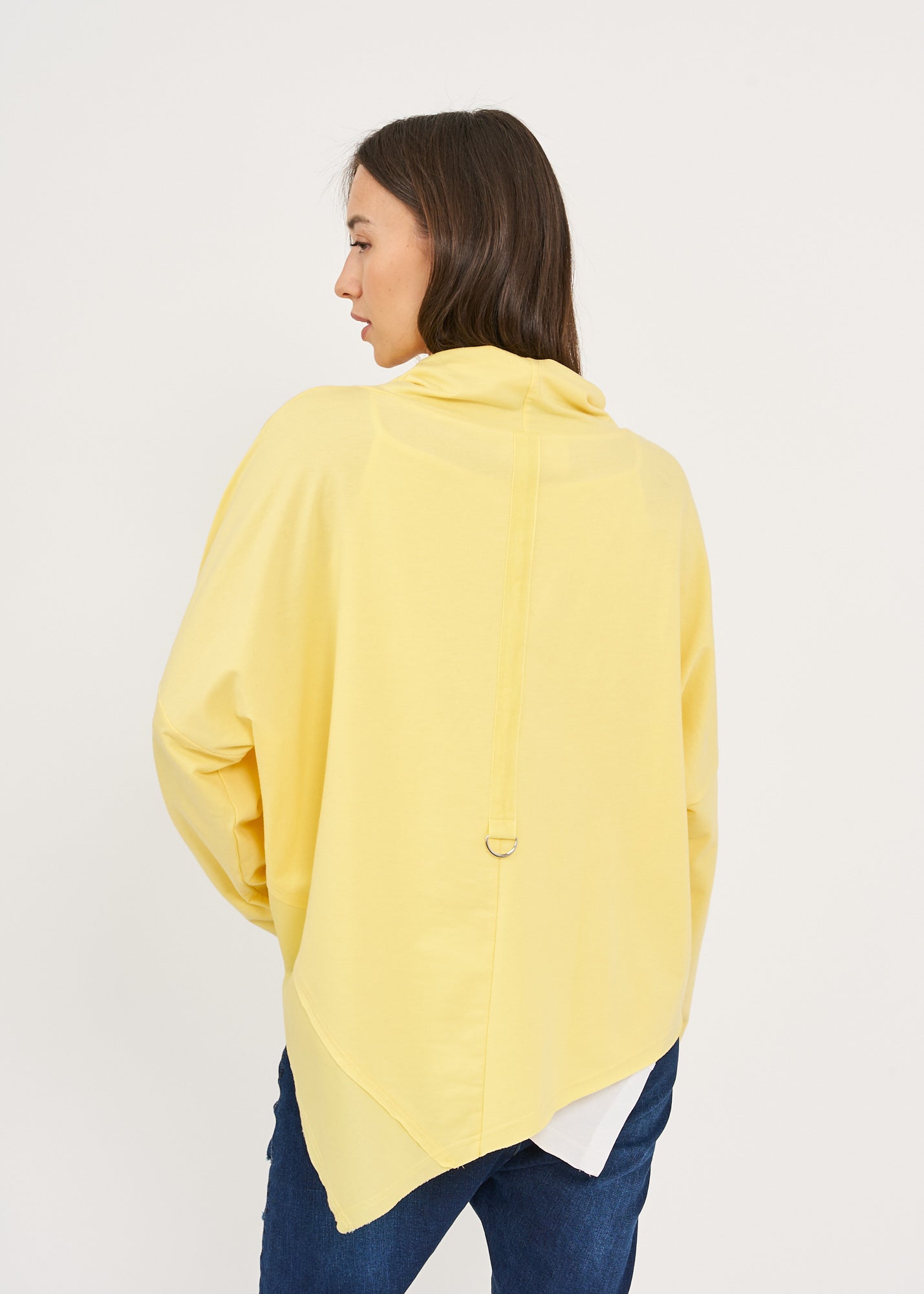 Yellow twill combination turtleneck sweatshirt