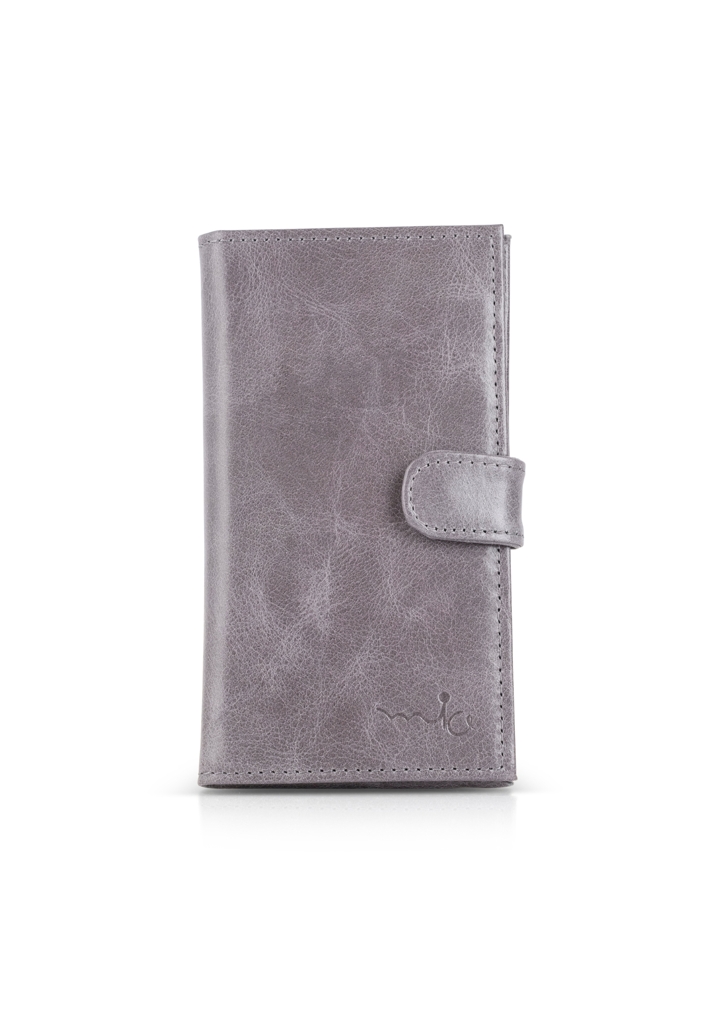 Gray leather credit card wallet