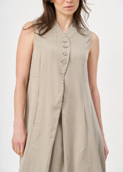 Dress with half button and brown collar