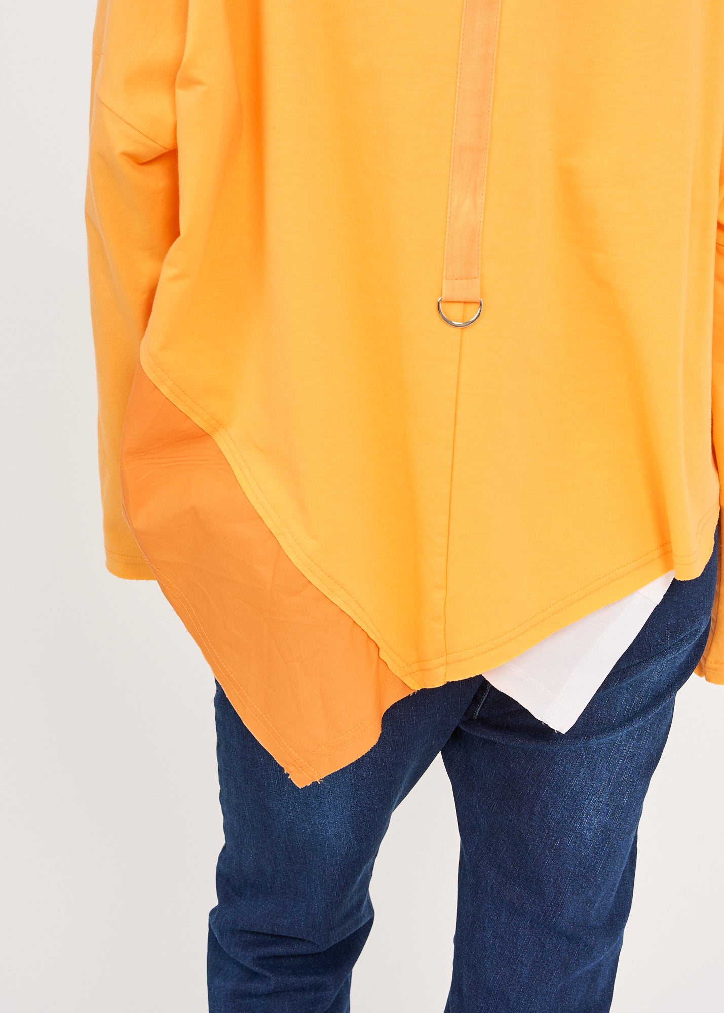 Orange twill combination turtleneck sweatshirt