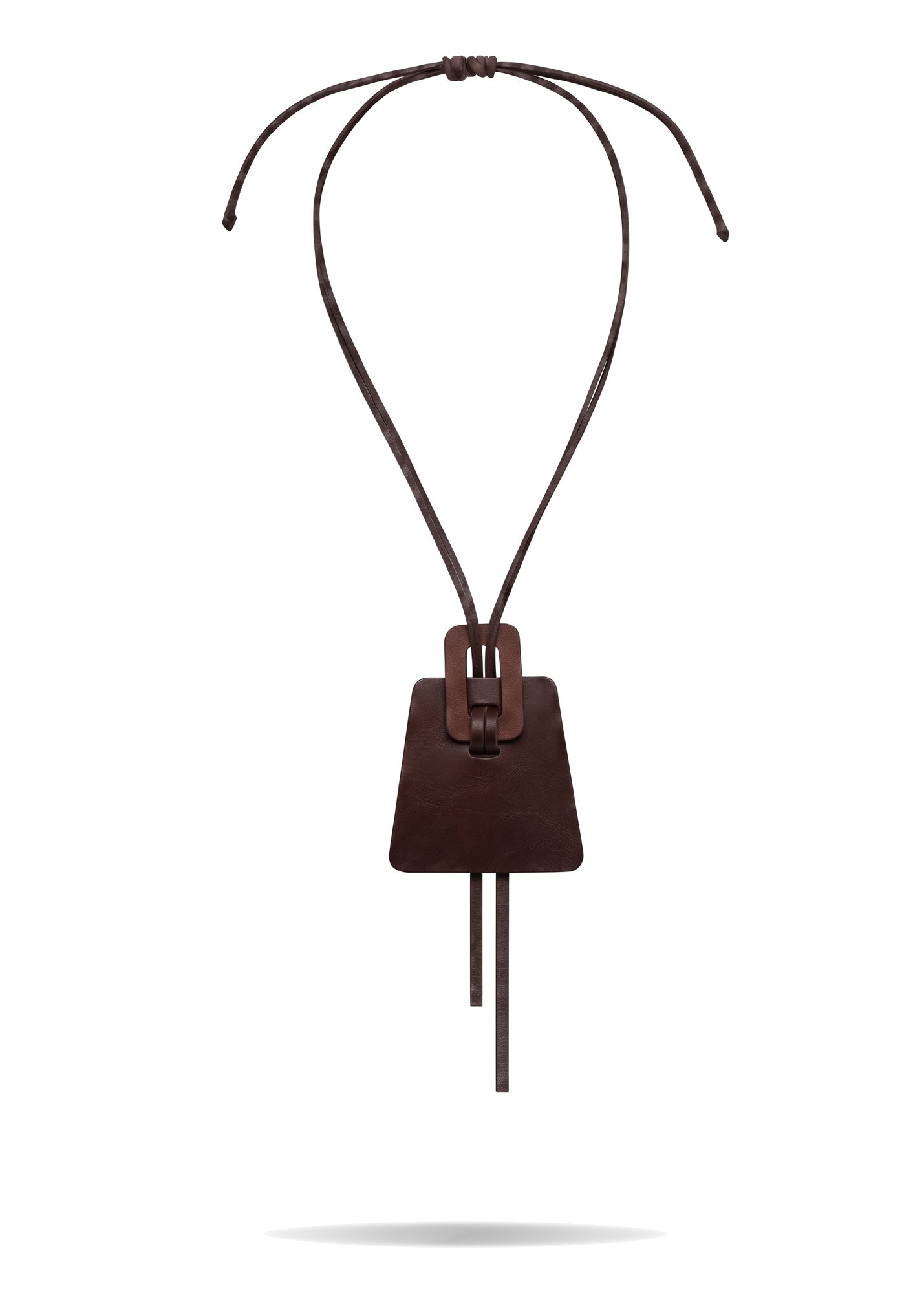 Brown leather trapeze necklace