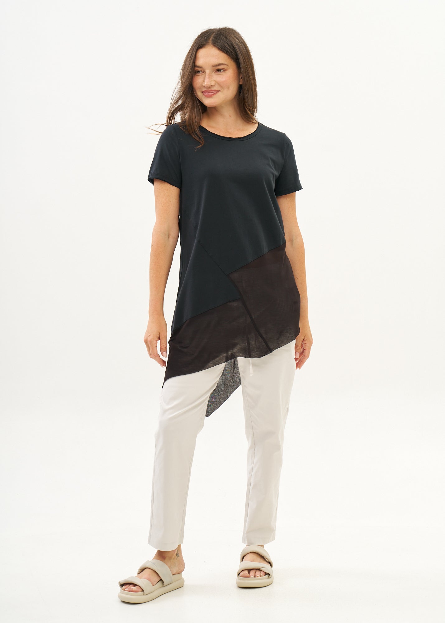 Black cotton blend tunic