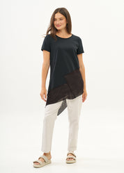 Black cotton blend tunic