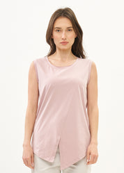 Pink lace stitched diagonal top