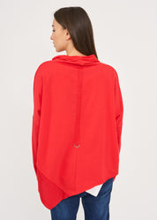Red twill combination turtleneck sweatshirt