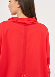 Red twill combination turtleneck sweatshirt