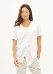 White ribbon combination t-shirt top