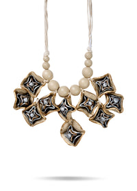 Handmade flower necklace, recycled paper, silver - 99