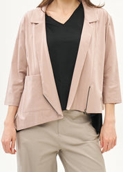 Pink diagonal zipper 3/4 sleeve top