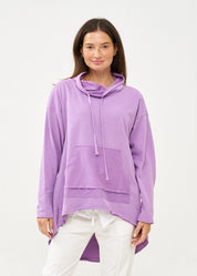 Purple long back turtleneck sweatshirt
