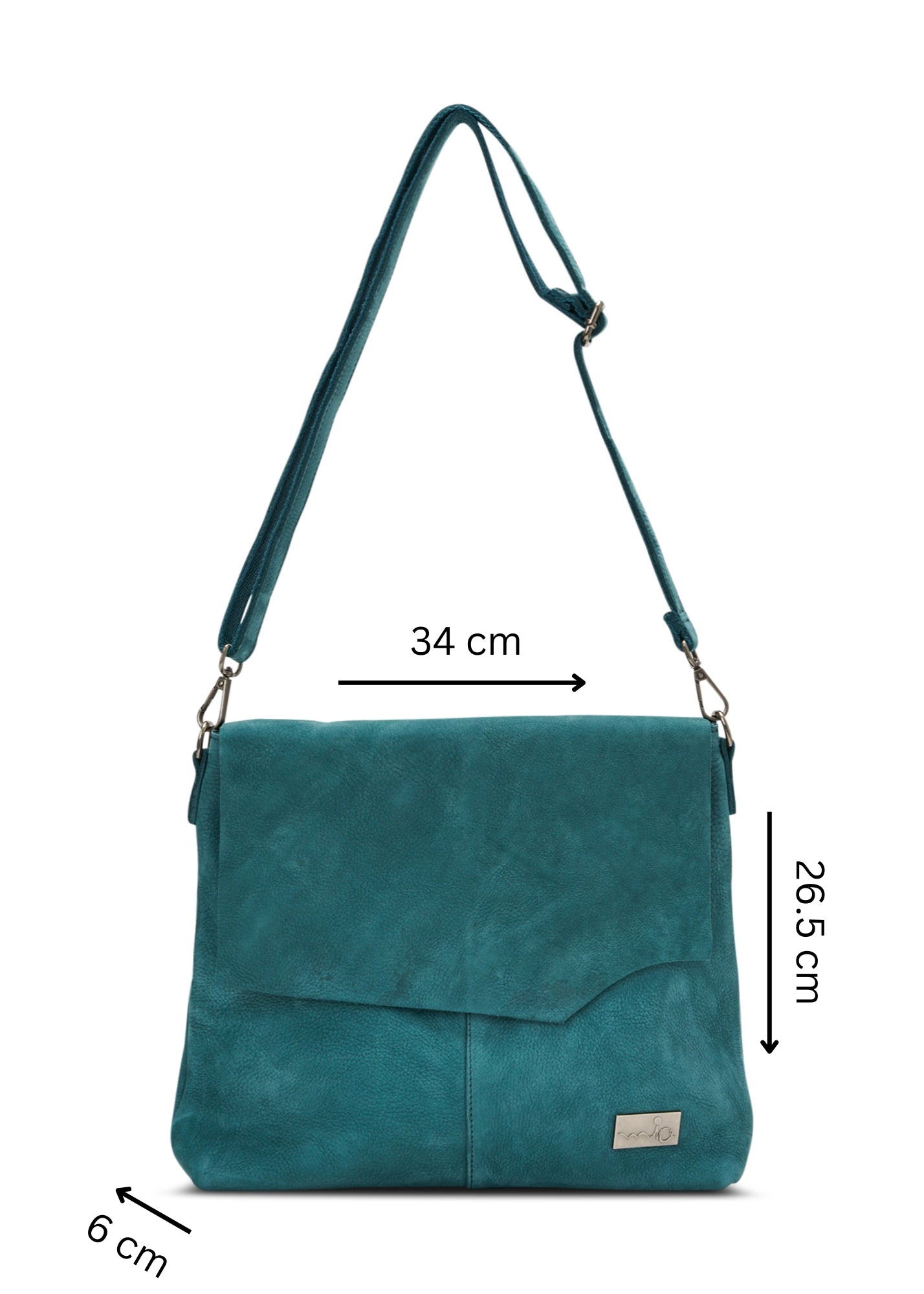 Turquoise cut leather side bag