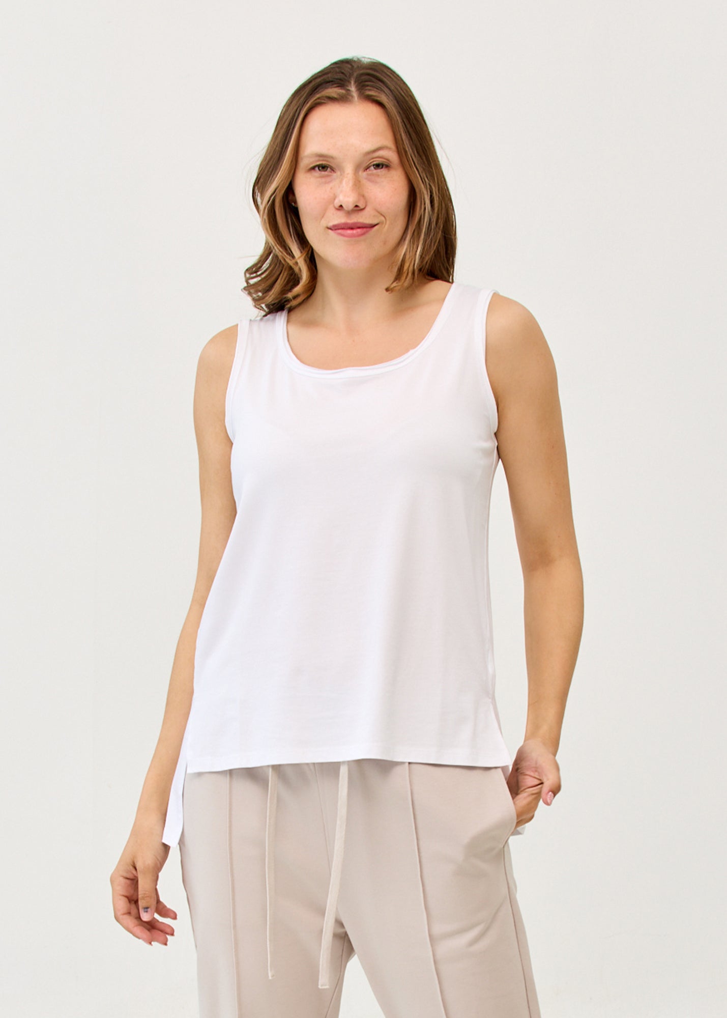 Basic Straight Hem Tank Top White