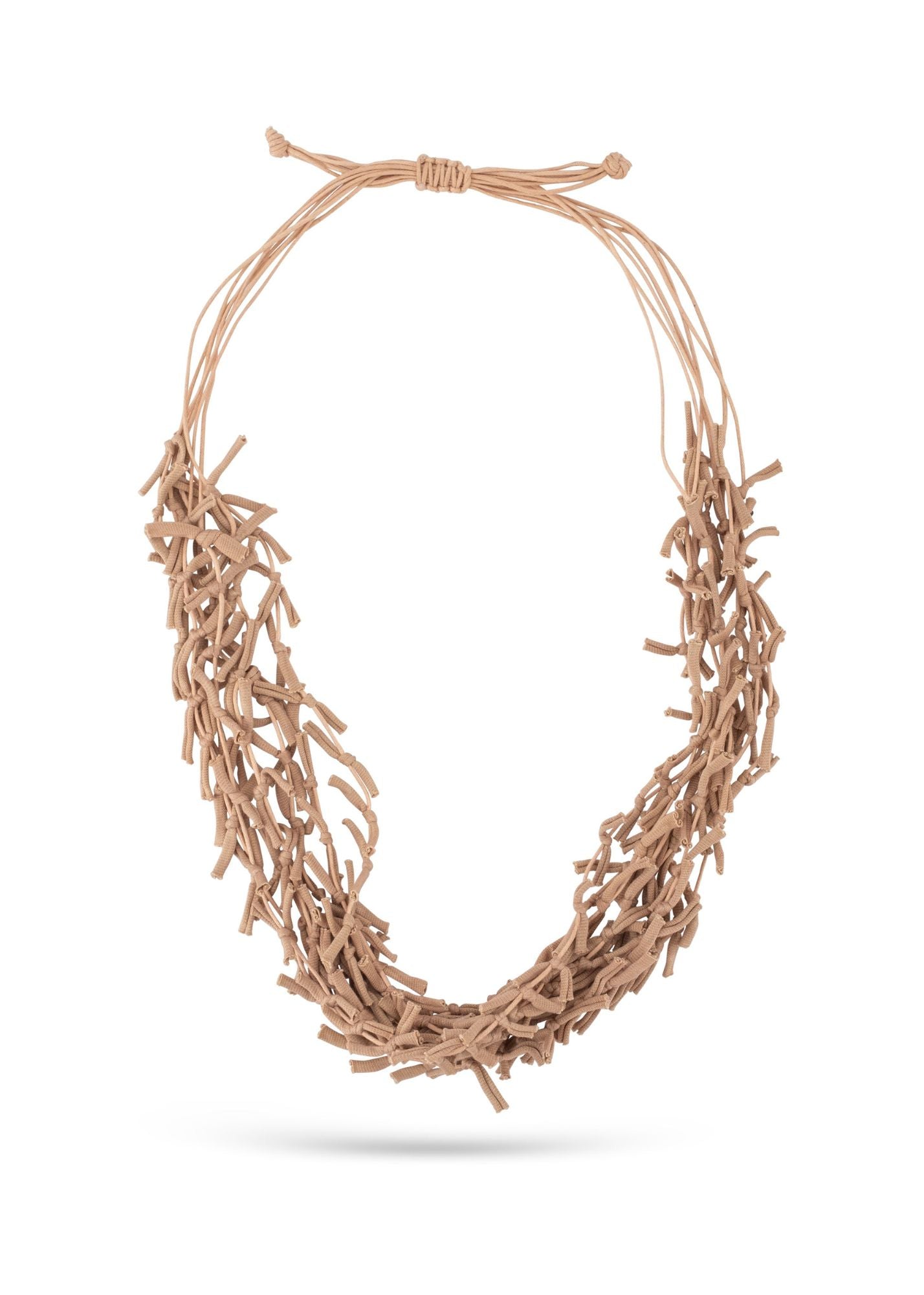 Beige handmade knotted cotton thread necklace