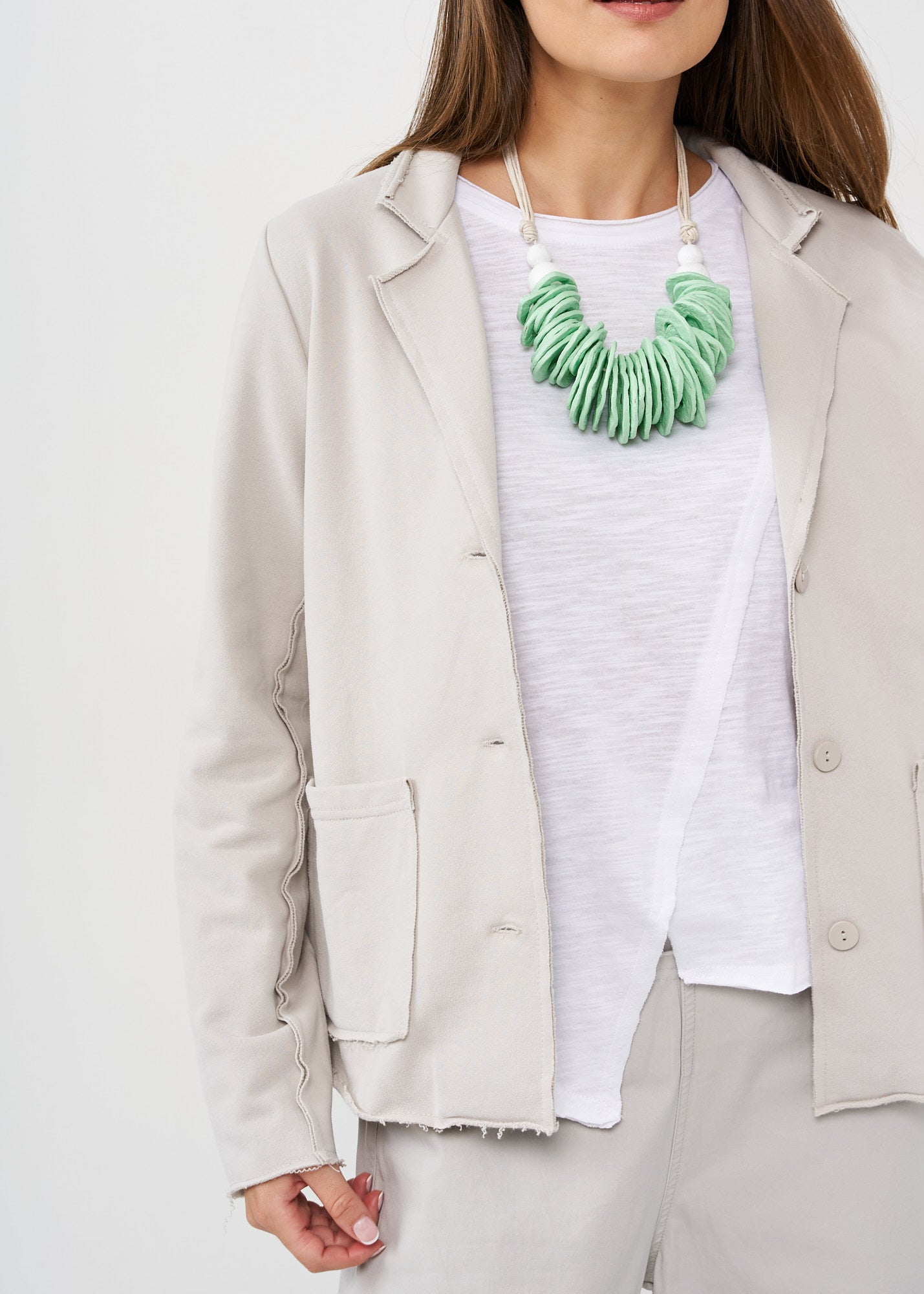 Light gray outer stitching blazer