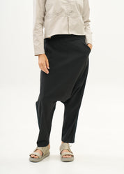 Two-buckle trousers with black ribbon trim