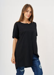 Black Asymmetrical Sleeve Open Shirt