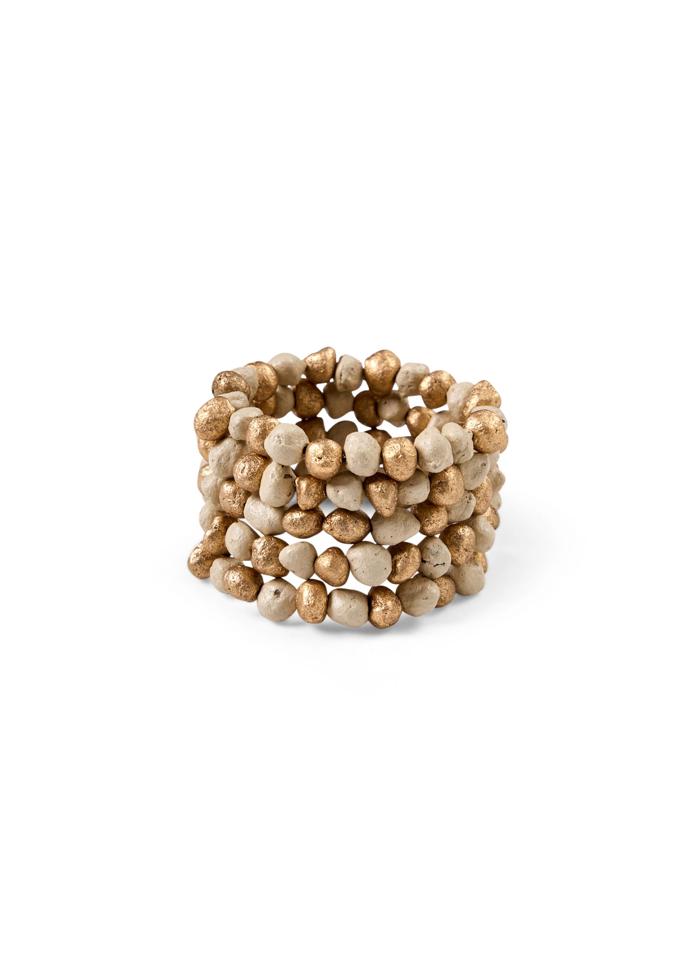 Gold handmade papier mache beads bracelet