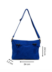 Leather bag with loop closure and blue magnet