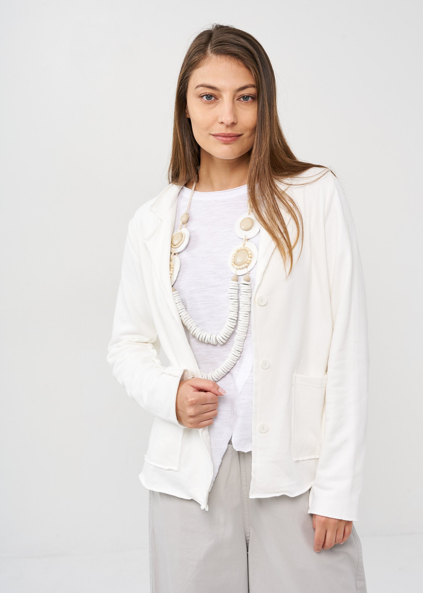 White outer stitching blazer