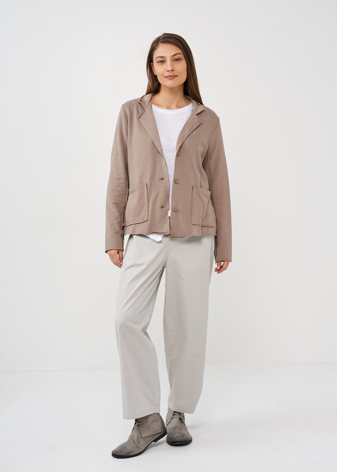 Brown outer stitching blazer
