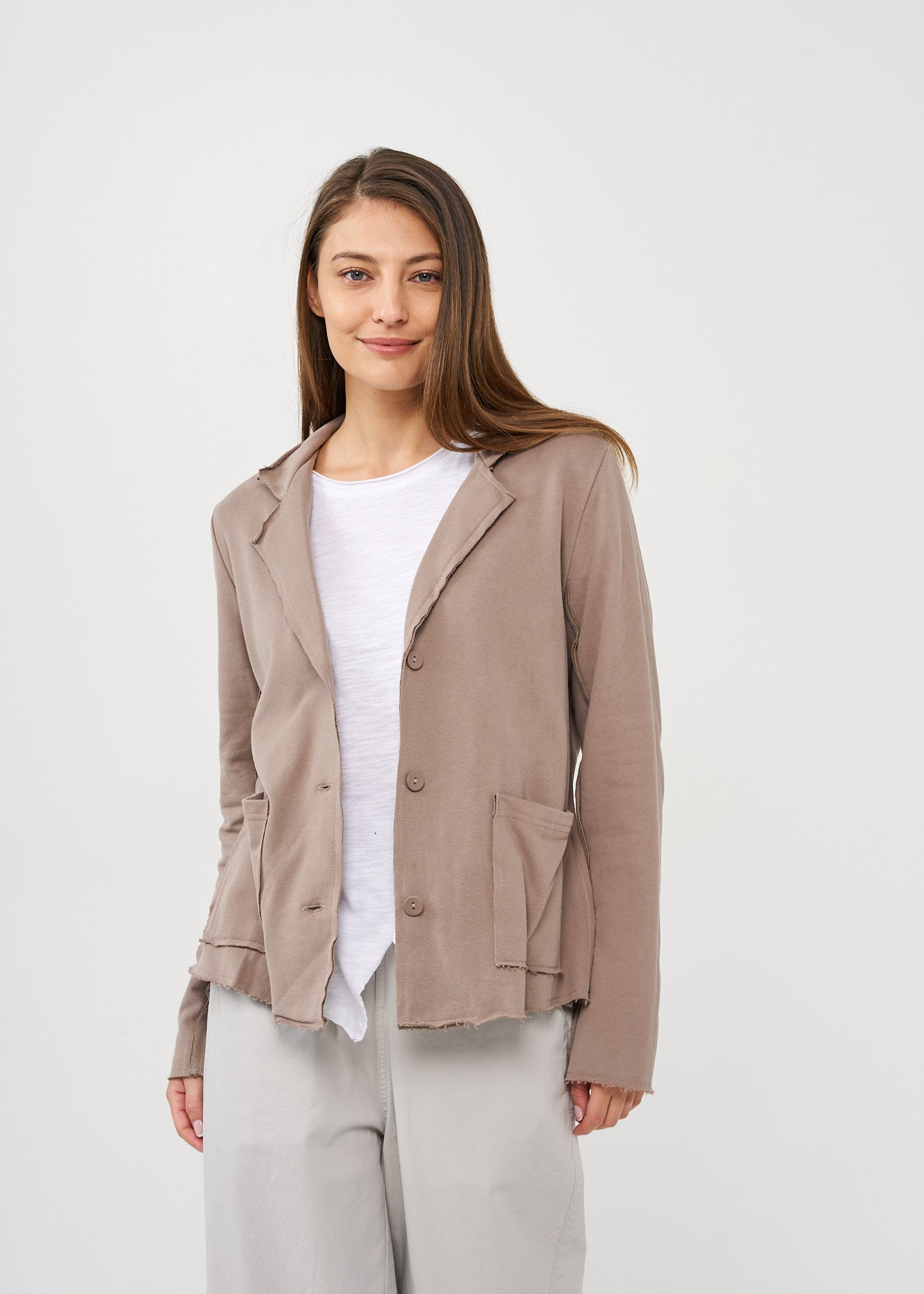 Brown outer stitching blazer
