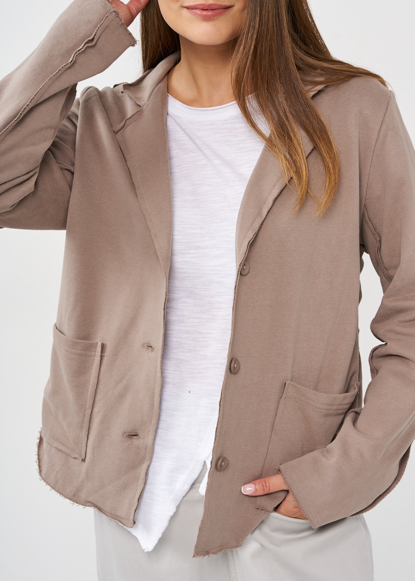 Brown outer stitching blazer