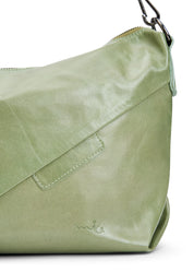Green triangle cut medium leather side bag