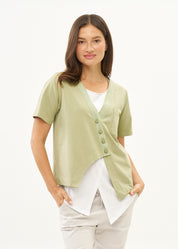 Green ribbon combination t-shirt top