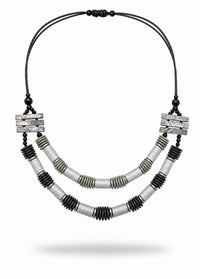Gray rectangular bead necklace - 99