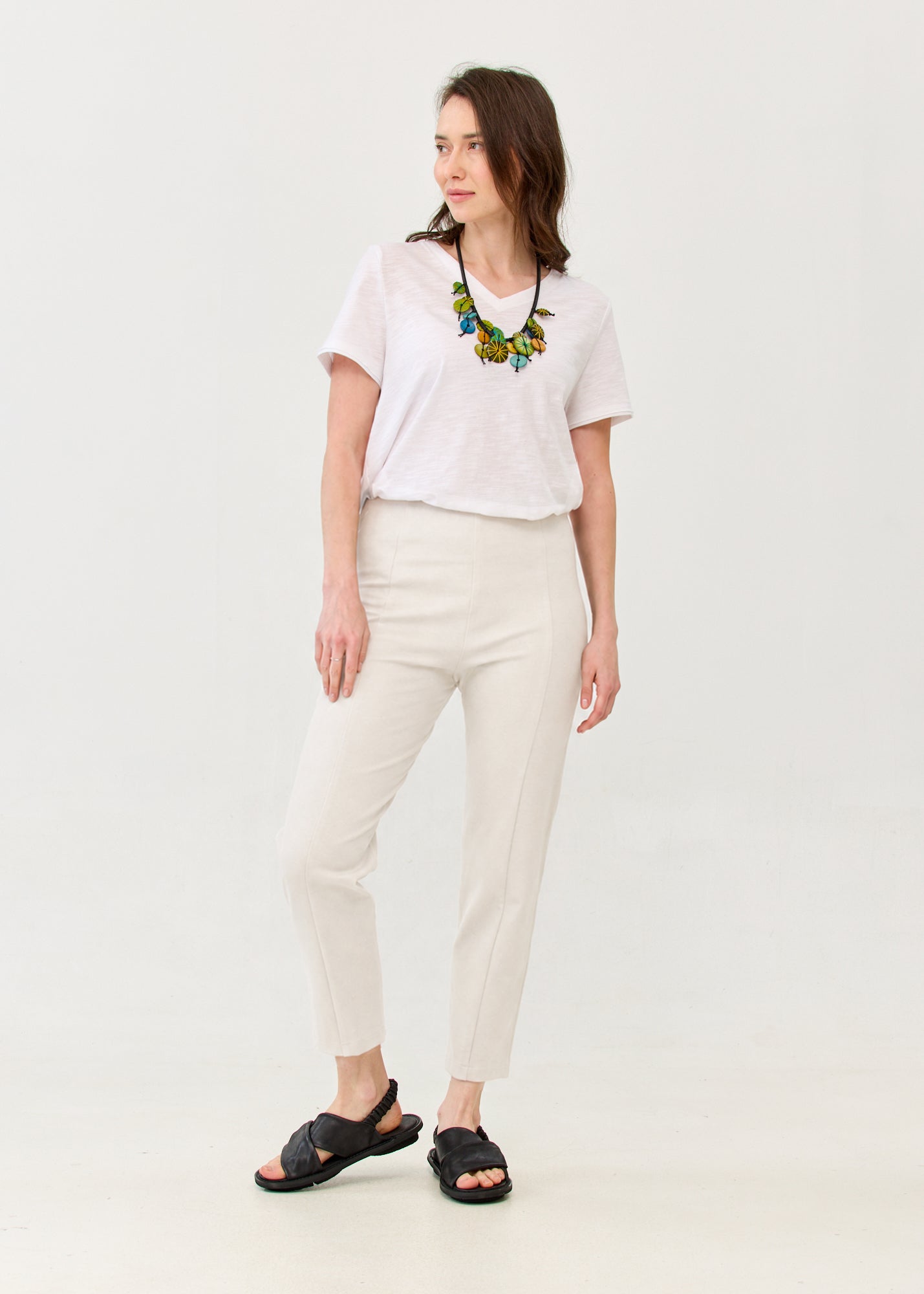 Pants with Lycra, elastic, and internal drawstring, stone