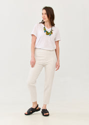 Pants with Lycra, elastic, and internal drawstring, stone