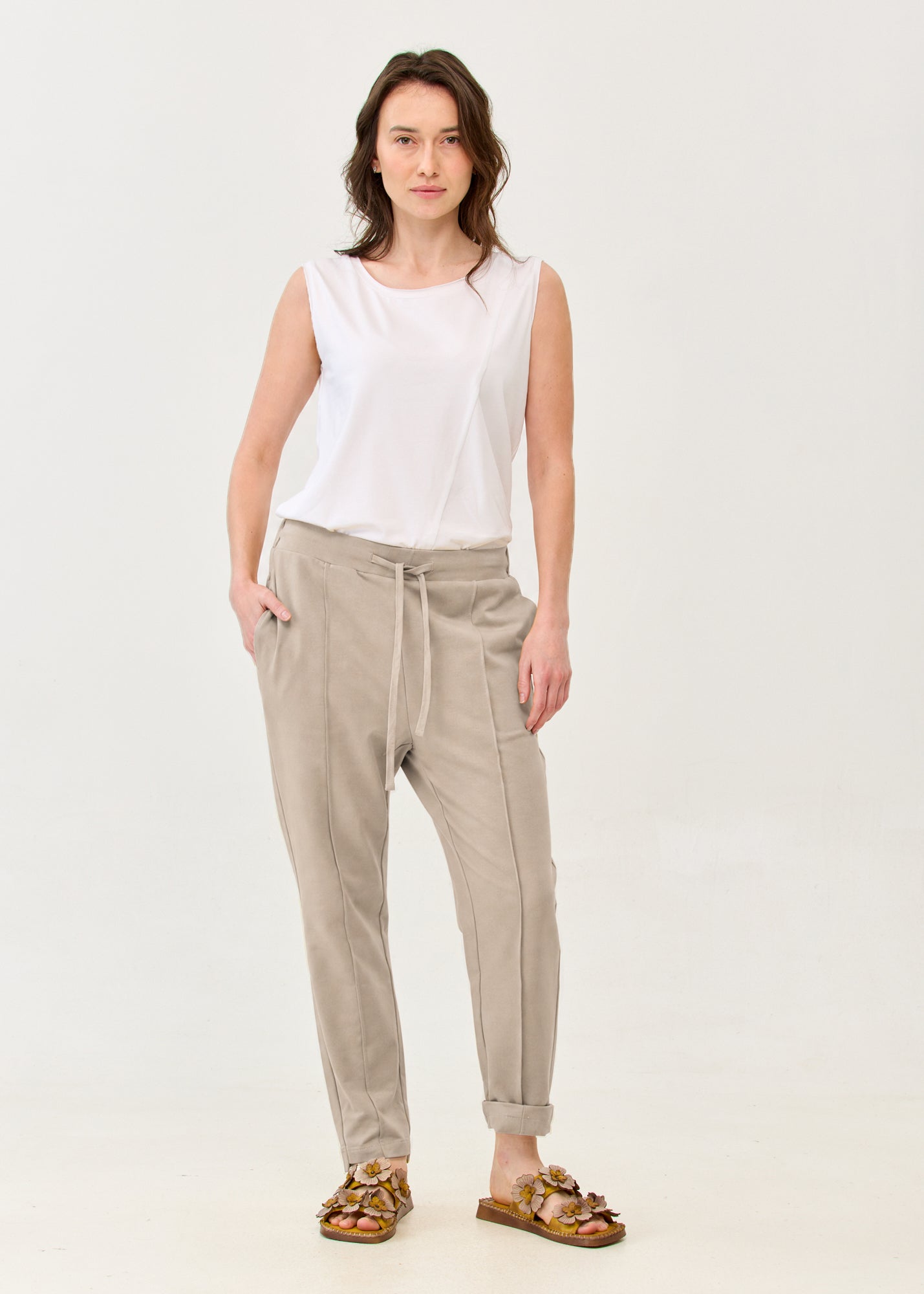 Pants seam in the middle and a brown patch