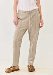 Pants seam in the middle and a brown patch