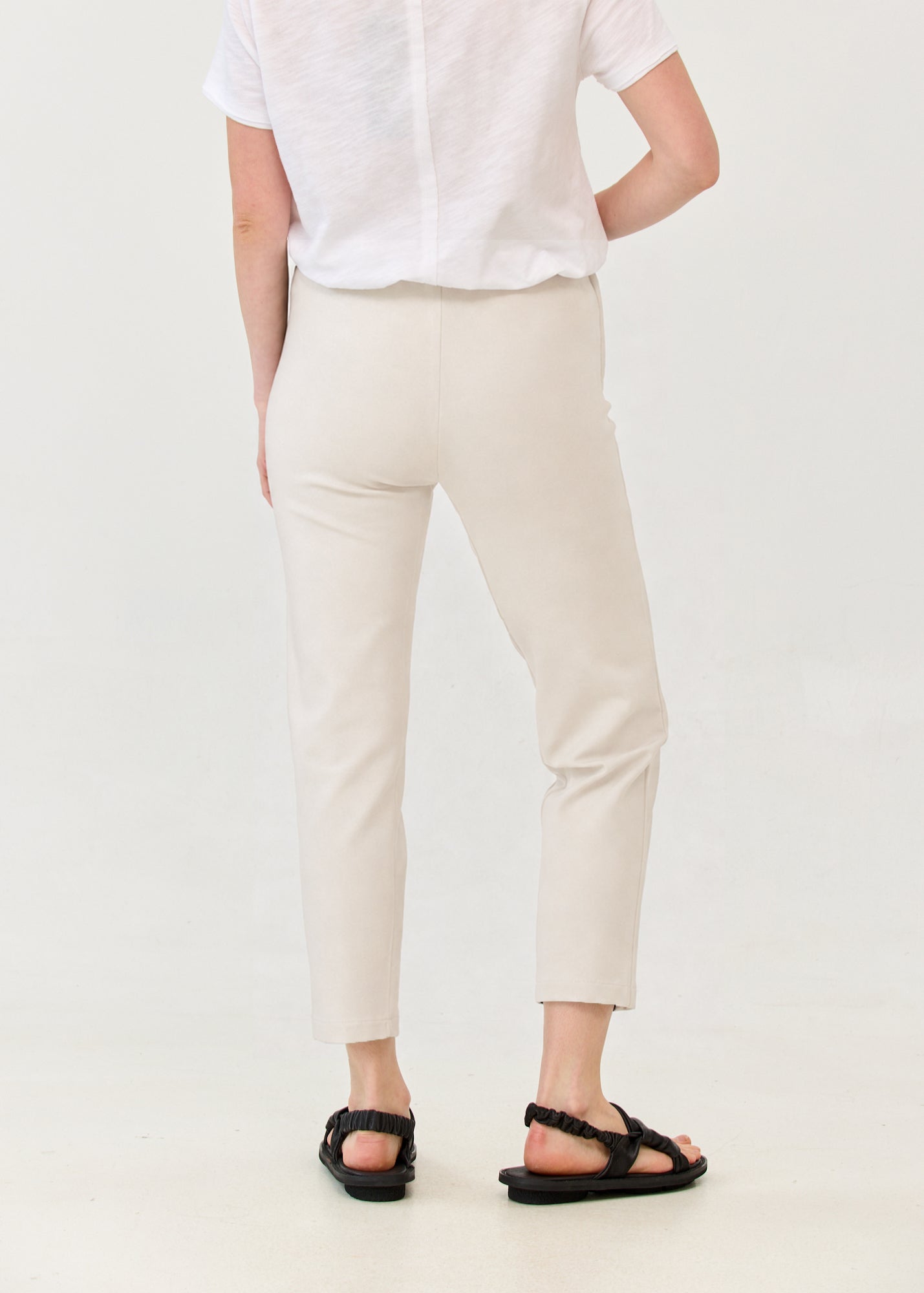 Pants with Lycra, elastic, and internal drawstring, stone