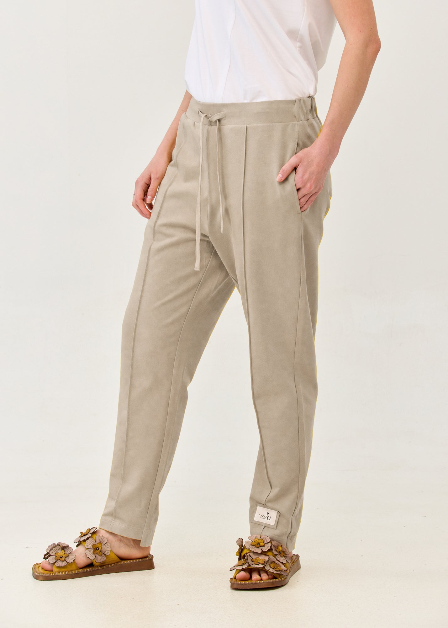 Pants seam in the middle and a brown patch
