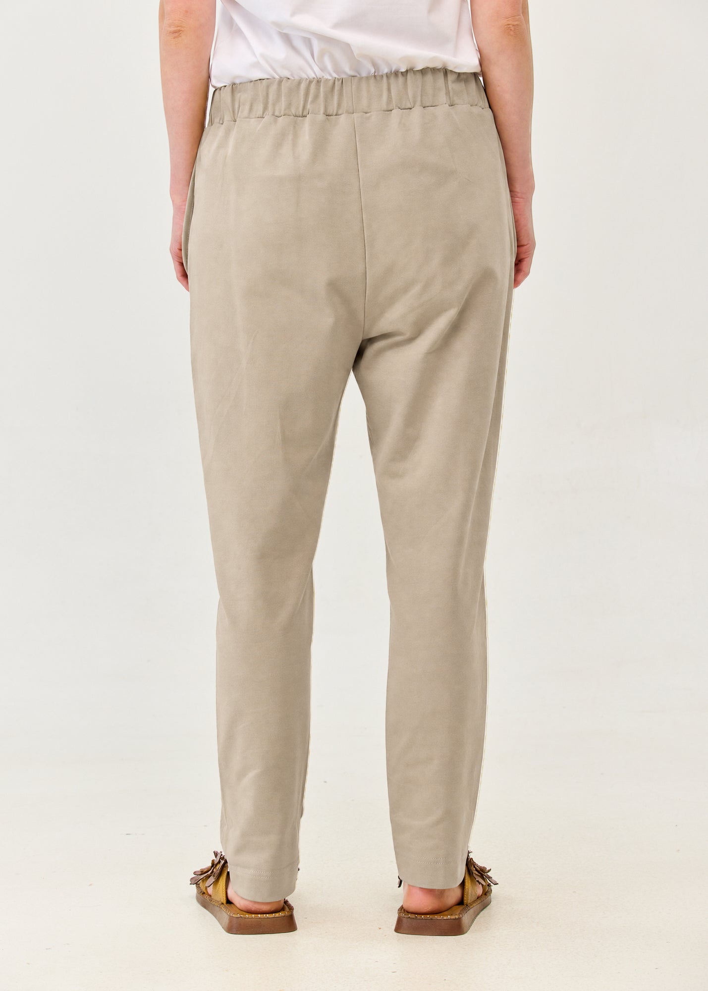 Pants seam in the middle and a brown patch