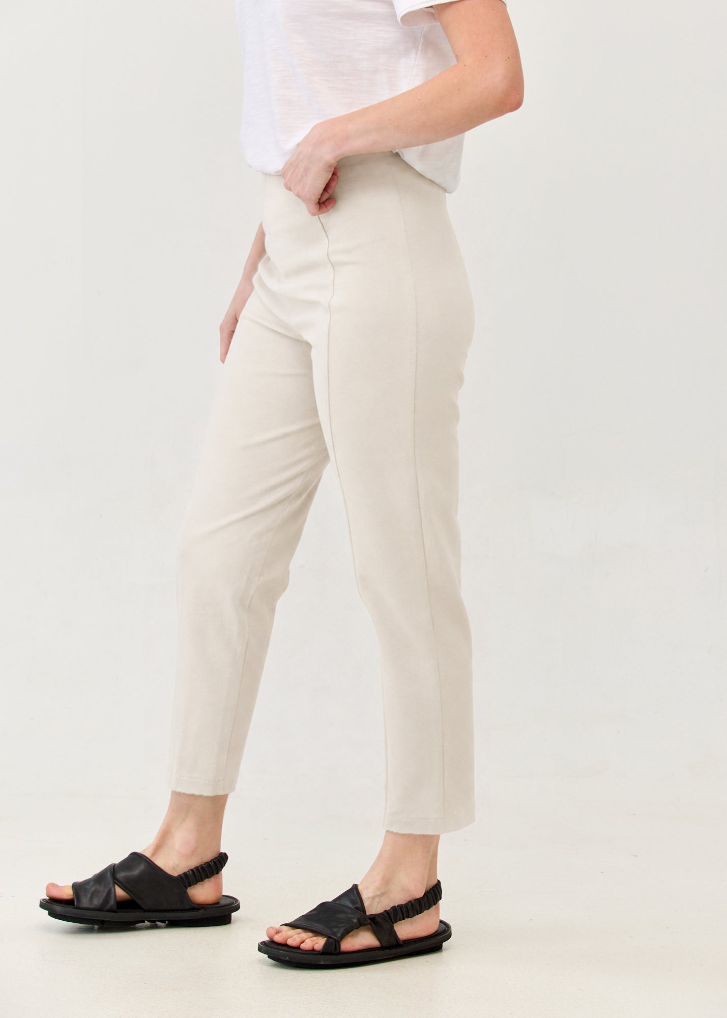 Pants with Lycra, elastic, and internal drawstring, stone