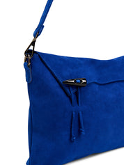 Leather bag with loop closure and blue magnet