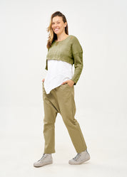 Asymmetrical extension knit with green primaries