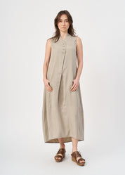 Dress with half button and brown collar